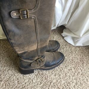 Brown distressed boots